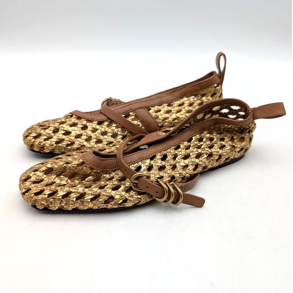 Rag & Bone Spire Woven Mary Janes Flat Shoes Women's Natural Size US5.5 EU35